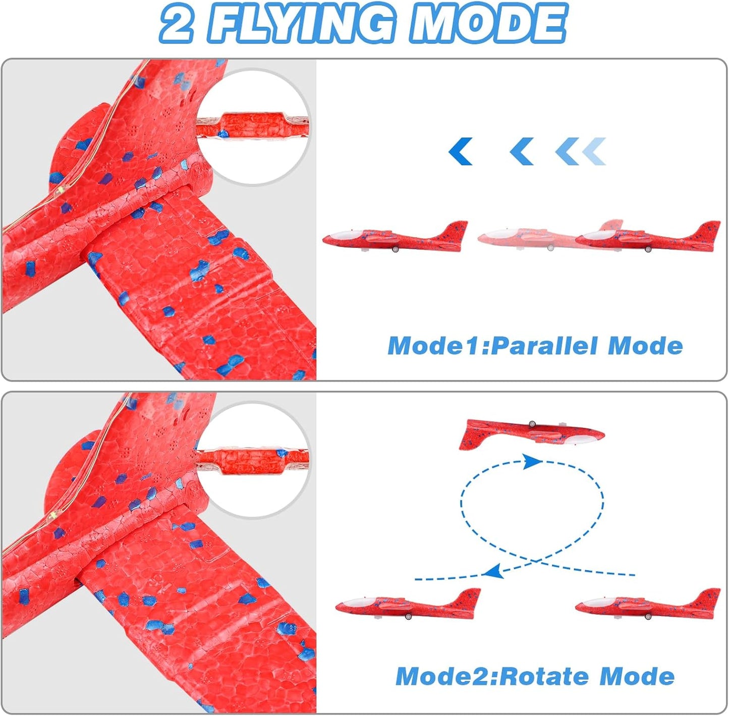 3 Pack Airplane Launcher Toy for kids 2 Flight Modes LED Foam Glider Catapult Plane, Outdoor Flying Toy for Kids, Birthday Gifts for Boy Girl 3+ Year Old
