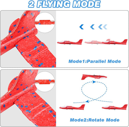 3 Pack Airplane Launcher Toy for kids 2 Flight Modes LED Foam Glider Catapult Plane, Outdoor Flying Toy for Kids, Birthday Gifts for Boy Girl 3+ Year Old
