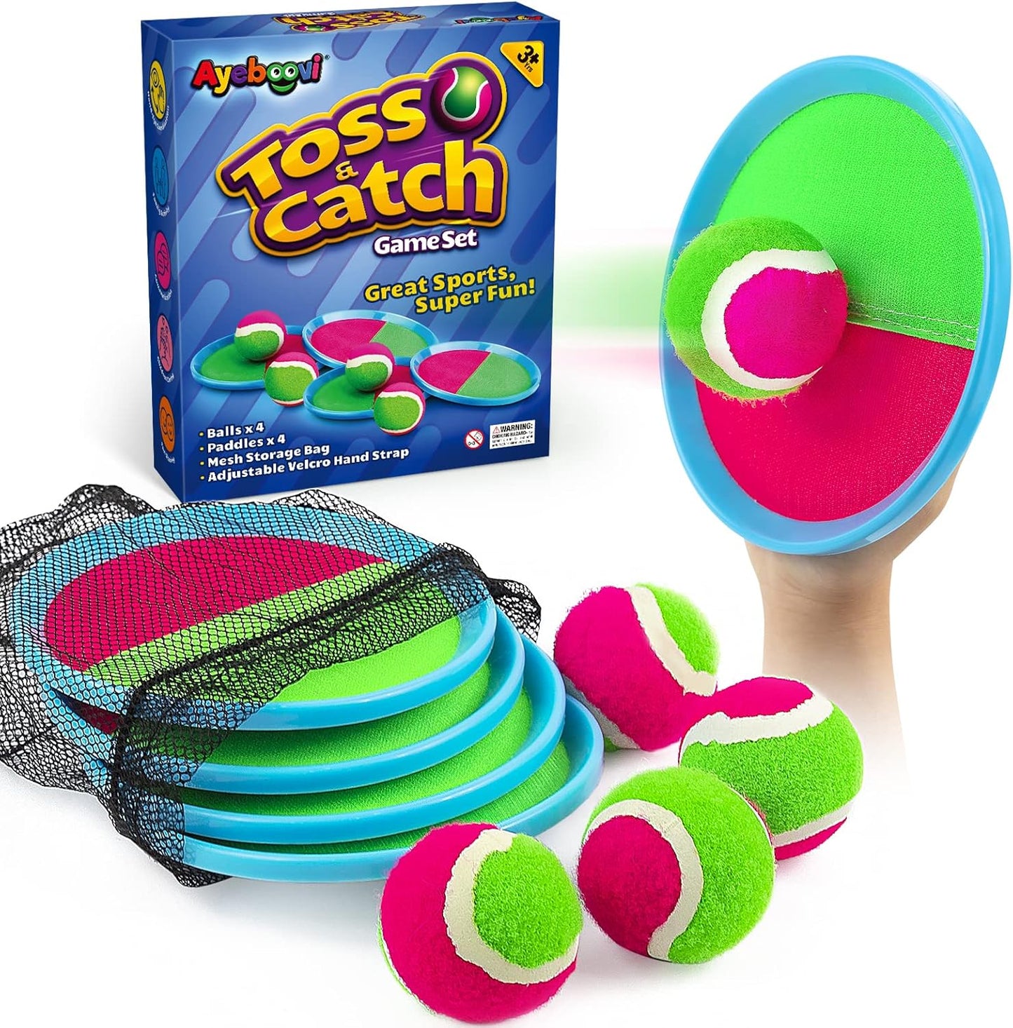Toss and Catch Ball Game Set for Kids – Outdoor Yard & Beach Toy, Interactive Catch Paddle Game for Boys & Girls, Family Sports Activity Gift